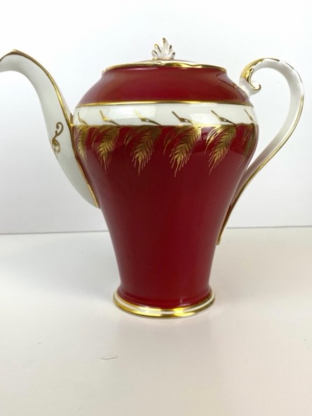 Aynsley Raspberry, White and Gold Coffee/Tea Pot, Made in England